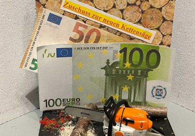Geldgeschenk Kettensäge