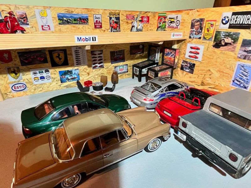 diorama petrolhead scheune autos roller